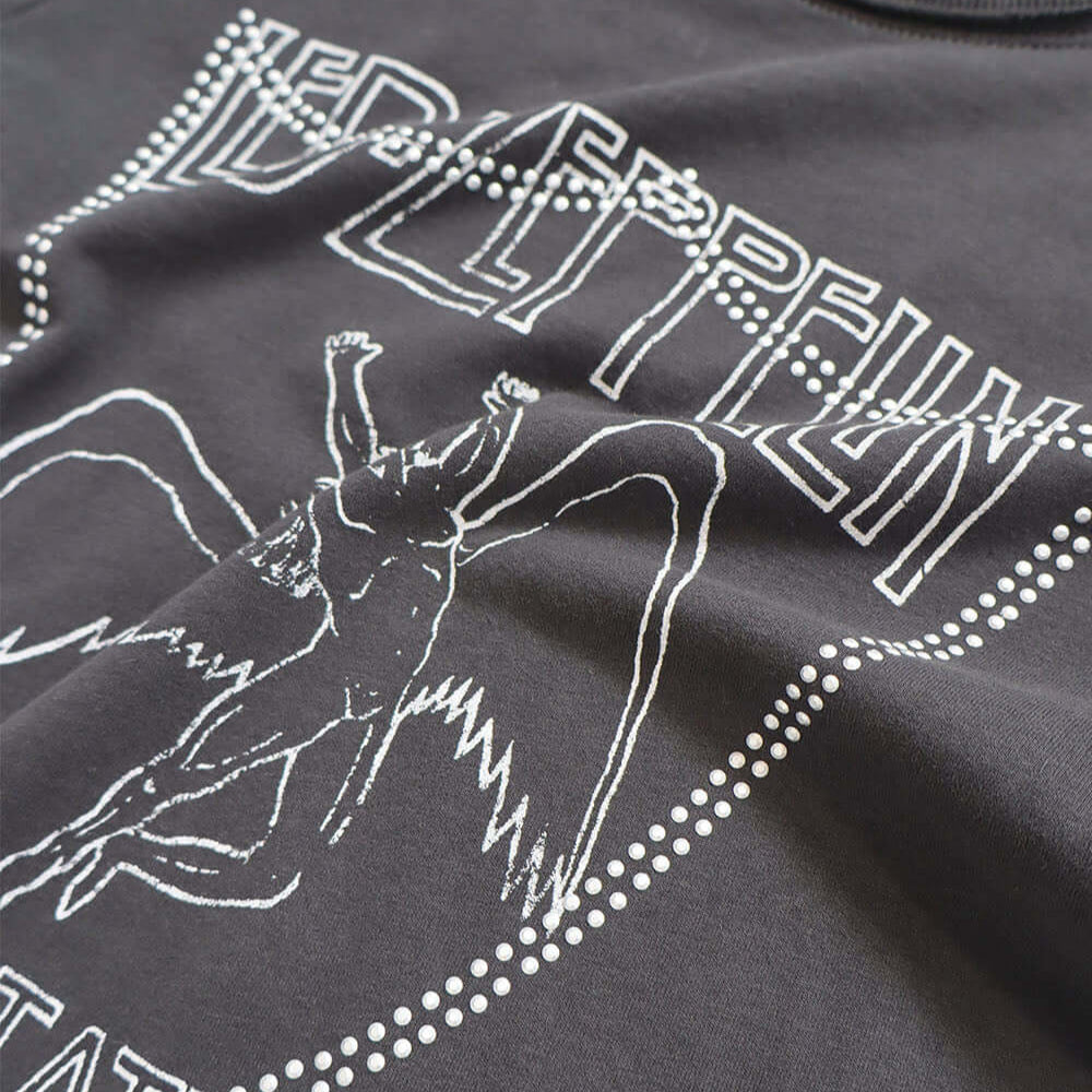Hollywood Trading Company HTC VINTAGE LED ZEPPELIN STUDDED T-SHIRT BLACK/SILVER HTC VINTAGE LED ZEPPELIN STUDDED T-SHIRT BLACK/SILVER ONE OF A KIND VINTAGE T-SHIRT WITH ORIGINAL LED ZEPPELIN PRINT, REWORKED WITH SILVER STUDDED HTC LOGO ON THE FRONT. REGUL