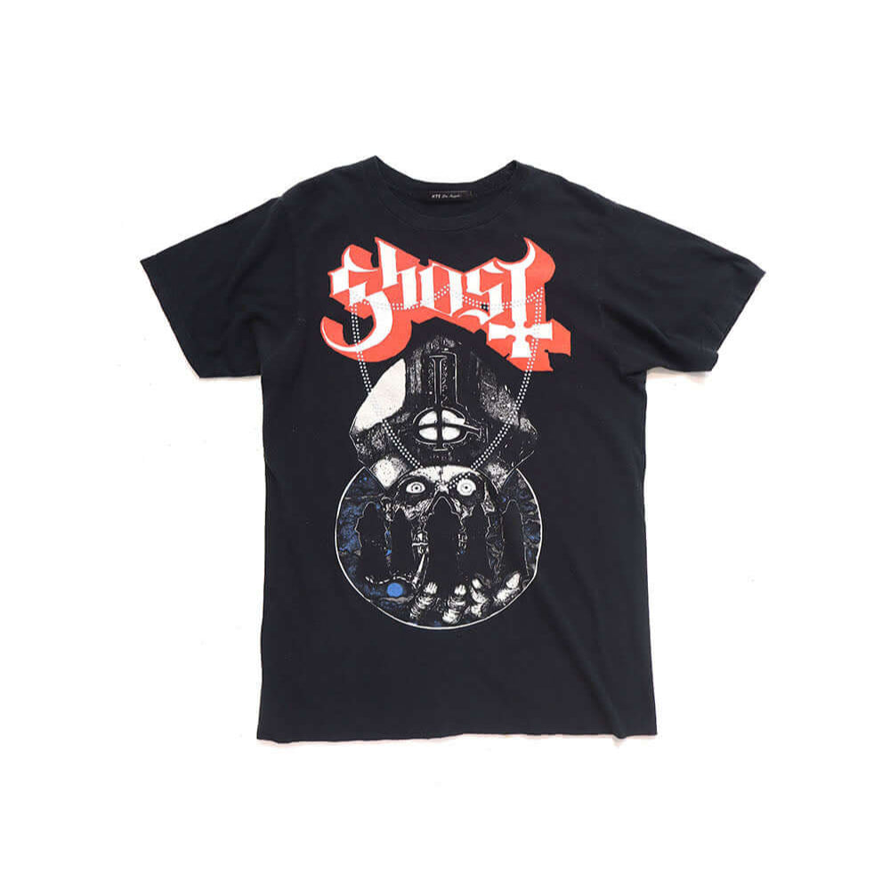 Hollywood Trading Company HTC VINTAGE GHOST LUX T-SHIRT MIX BLACK HTC VINTAGE GHOST LUX T-SHIRT MIX BLACK ONE OF A KIND VINTAGE T-SHIRT WITH ORIGINAL GHOST PRINT, REWORKED WITH BLUE STUDDED HTC LOGO ON THE FRONT. REGULAR FIT. T-SHIRTS Hollywood Trading Co