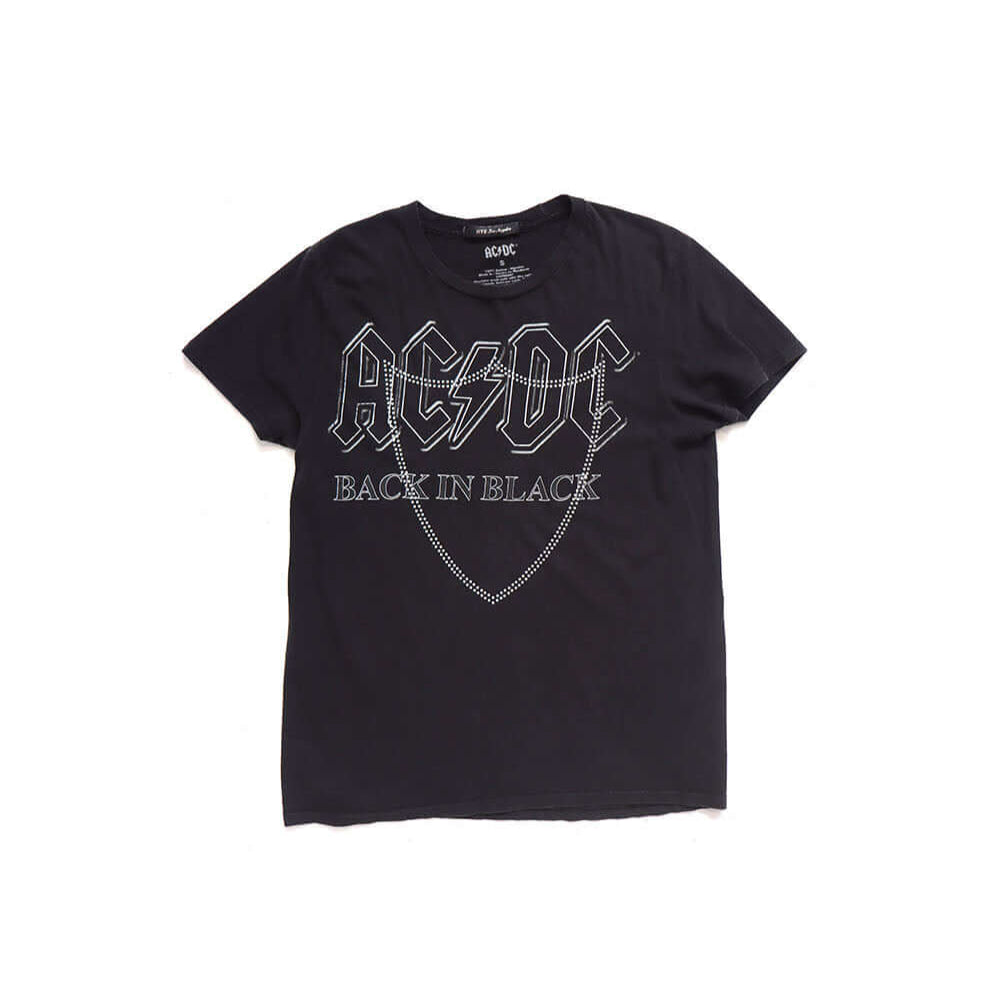 Hollywood Trading Company HTC VINTAGE AC/DC LUX T-SHIRT BLACK/SILVER HTC VINTAGE AC/DC LUX T-SHIRT BLACK/SILVER ONE OF A KIND VINTAGE T-SHIRT WITH ORIGINAL AC/DC PRINT, REWORKED WITH SILVER STUDDED HTC LOGO ON THE FRONT. REGULAR FIT. T-SHIRTS Hollywood Tr