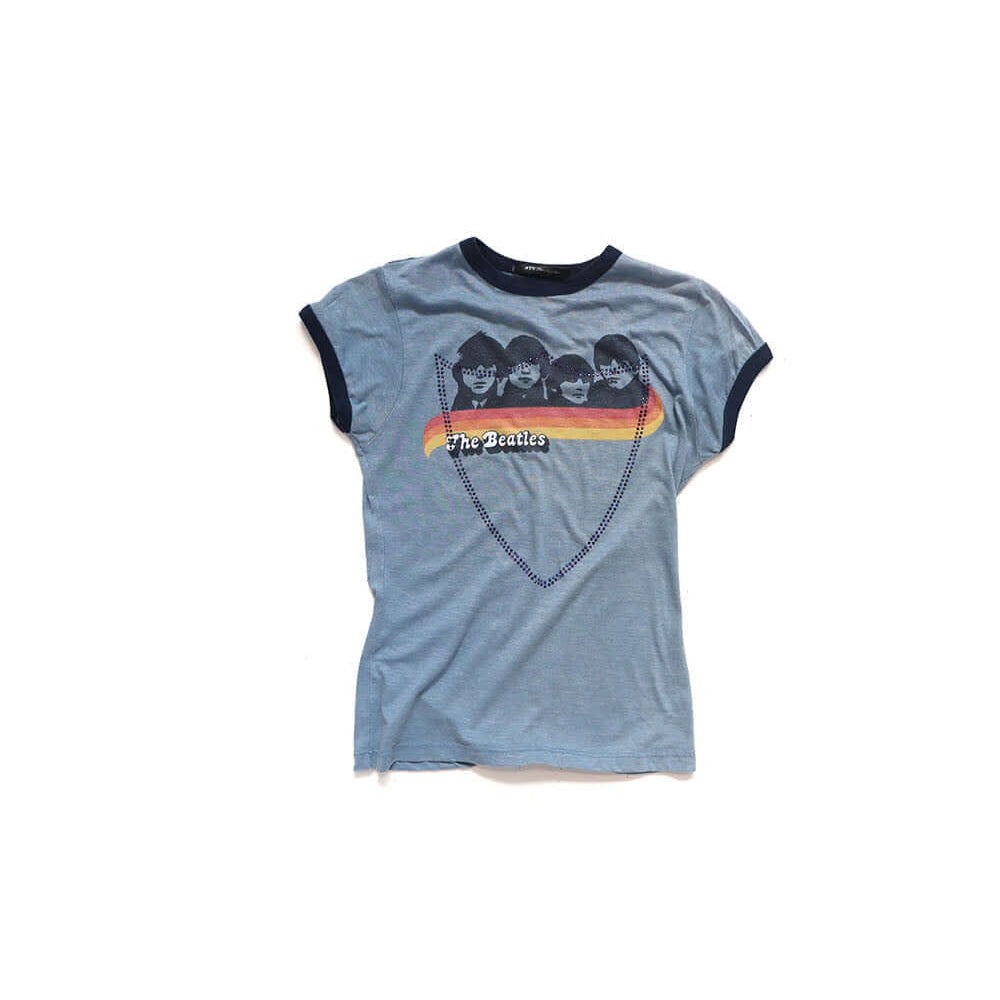 Hollywood Trading Company HTC VINTAGE BEATLES LUX T-SHIRT AZURE HTC VINTAGE BEATLES LUX T-SHIRT AZURE ONE OF A KIND VINTAGE T-SHIRT WITH ORIGINAL BEATLES PRINT, REWORKED WITH BLUE STUDDED HTC LOGO ON THE FRONT. SLIM FIT. T-SHIRTS Hollywood Trading Company