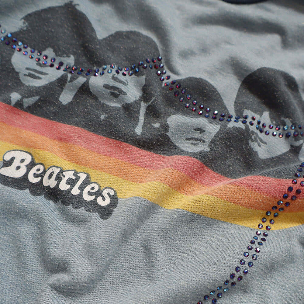 Hollywood Trading Company HTC VINTAGE BEATLES LUX T-SHIRT AZURE HTC VINTAGE BEATLES LUX T-SHIRT AZURE ONE OF A KIND VINTAGE T-SHIRT WITH ORIGINAL BEATLES PRINT, REWORKED WITH BLUE STUDDED HTC LOGO ON THE FRONT. SLIM FIT. T-SHIRTS Hollywood Trading Company