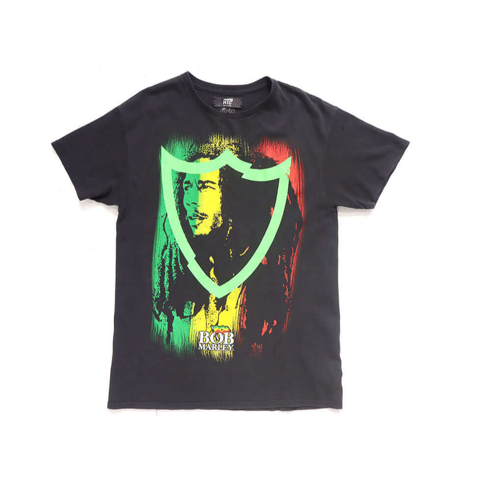 Hollywood Trading Company HTC VINTAGE BOB MARLEY T-SHIRT MIX BLACK HTC VINTAGE BOB MARLEY T-SHIRT MIX BLACK ONE OF A KIND VINTAGE T-SHIRT WITH ORIGINAL BOB MARLEY PRINT, REWORKED WITH BLUE STUDDED HTC LOGO ON THE FRONT. BOXY FIT. T-SHIRTS Hollywood Tradin