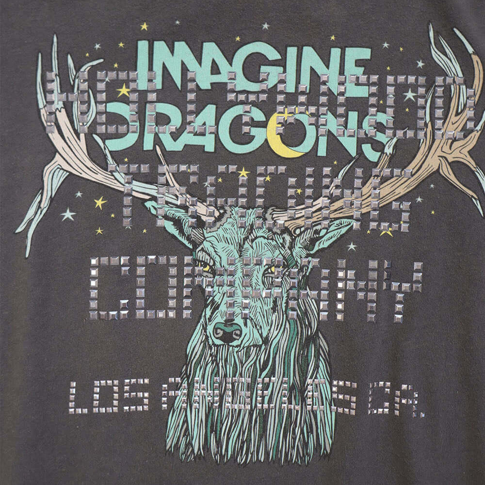 htc los angeles HTC VINTAGE IMAGINE DRAGONS STUDDED T-SHIRT GREY HTC VINTAGE IMAGINE DRAGONS STUDDED T-SHIRT GREY ONE OF A KIND VINTAGE T-SHIRT WITH ORIGINAL IMAGINE DRAGONS PRINT, REWORKED WITH SILVER STUDDED HTC LOGO ON THE FRONT. REGULAR FIT. T-SHIRTS