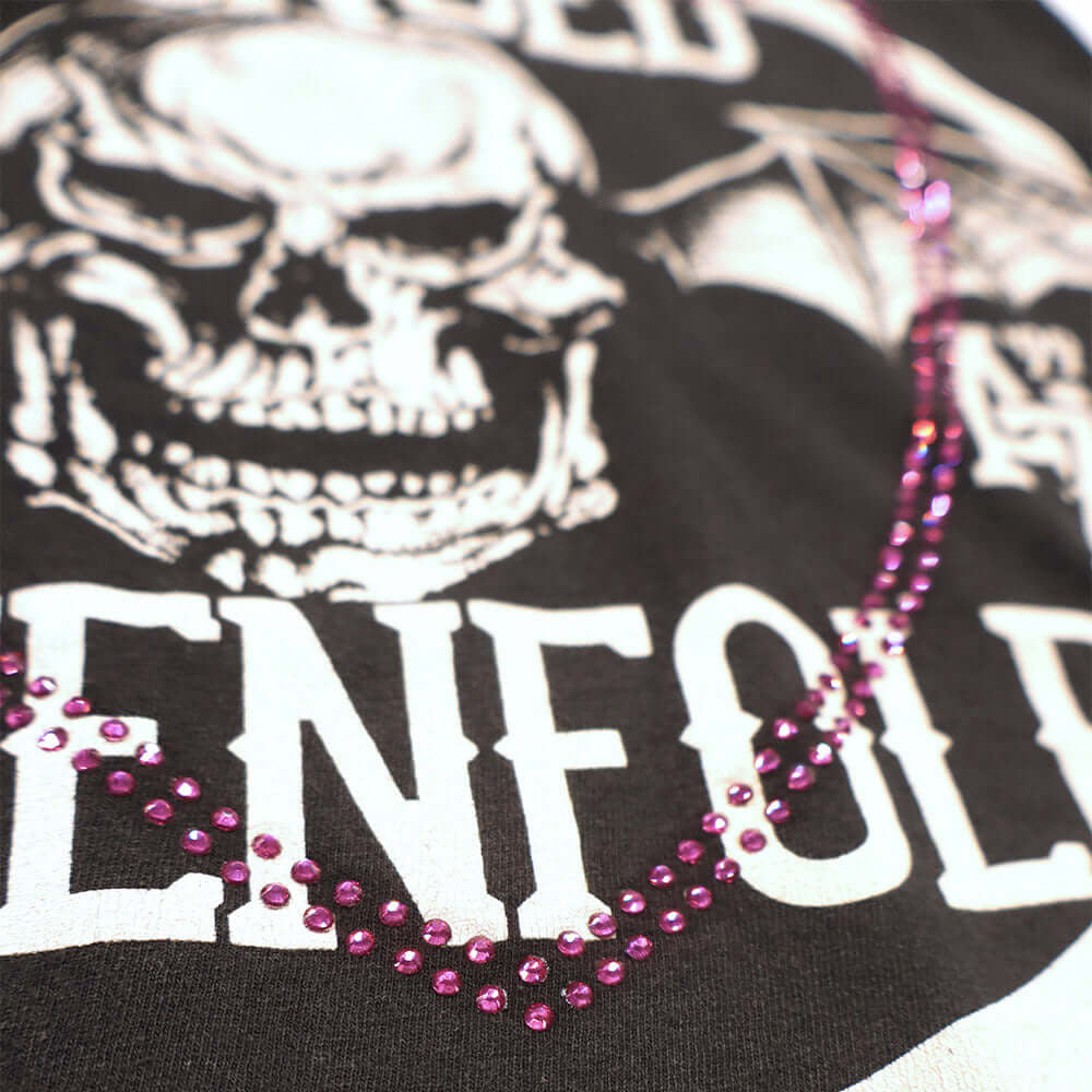 htc los angeles HTC VINTAGE AVENGED SEVENFOLD STUDDED T-SHIRT MIX BLACK HTC VINTAGE AVENGED SEVENFOLD STUDDED T-SHIRT MIX BLACK ONE OF A KIND VINTAGE T-SHIRT WITH ORIGINAL AVENGED SEVENFOLD PRINT, REWORKED WITH VIOLET STUDDED HTC LOGO ON THE FRONT. REGULA