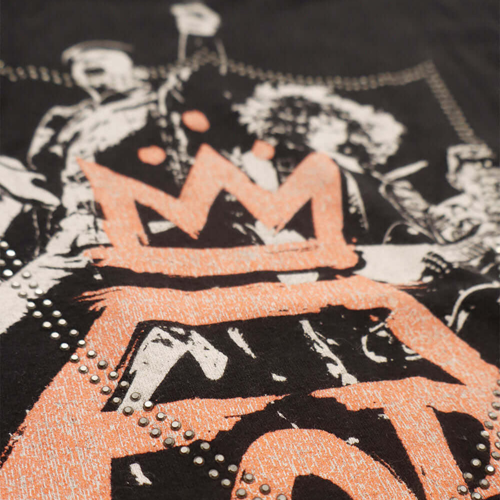 htc los angeles HTC VINTAGE FALL OUT BOY LUX T-SHIRT MIX BLACK HTC VINTAGE FALL OUT BOY LUX T-SHIRT MIX BLACK ONE OF A KIND VINTAGE T-SHIRT WITH ORIGINAL FALL OUT BOY PRINT, REWORKED WITH SILVER STUDDED HTC LOGO ON THE FRONT. REGULAR FIT. T-SHIRTS Hollywo