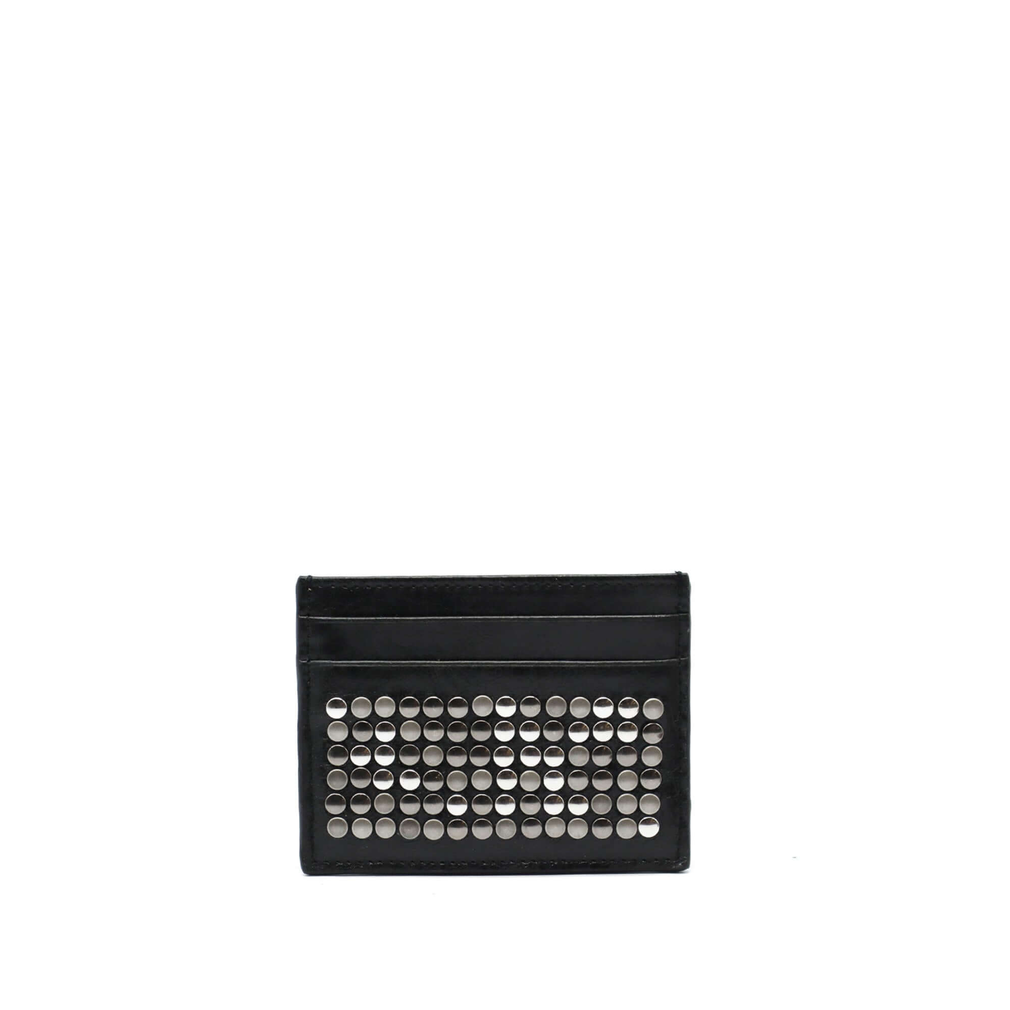htc los angeles 5.000 CARD HOLDER Card holder in Black, designed with 5 compartments for cards, and stud details on the exterior. Crafted in Italy, 100% cow leather. Hollywood Trading Company