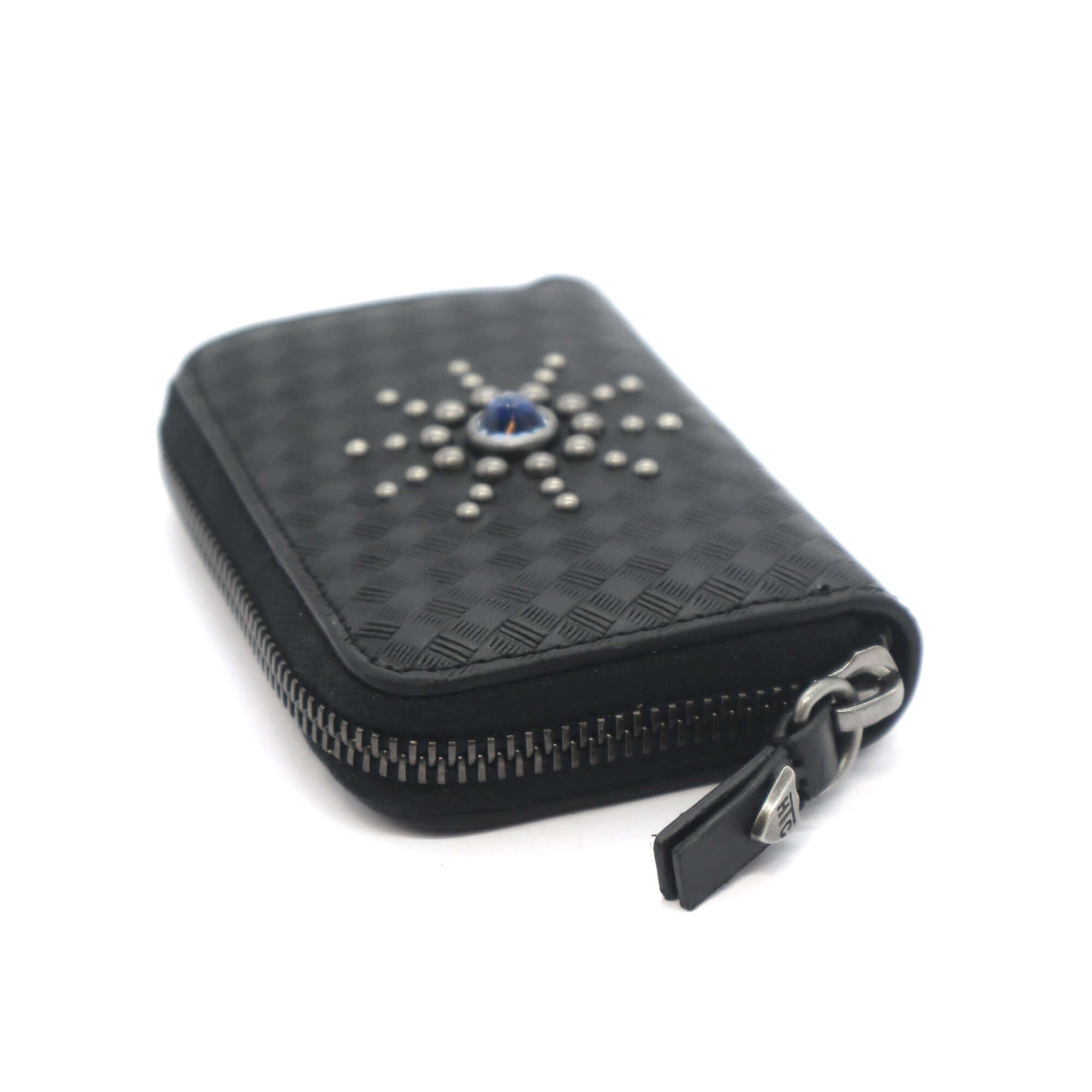 htc los angeles HTC STUDDED SMALL ZIP WALLET Small zip wallet in Black, designed with multiple compartments for cards, documents, and coins, adorned with stud details on the exterior. Crafted in Italy, 100% cow leather. Hollywood Trading Company