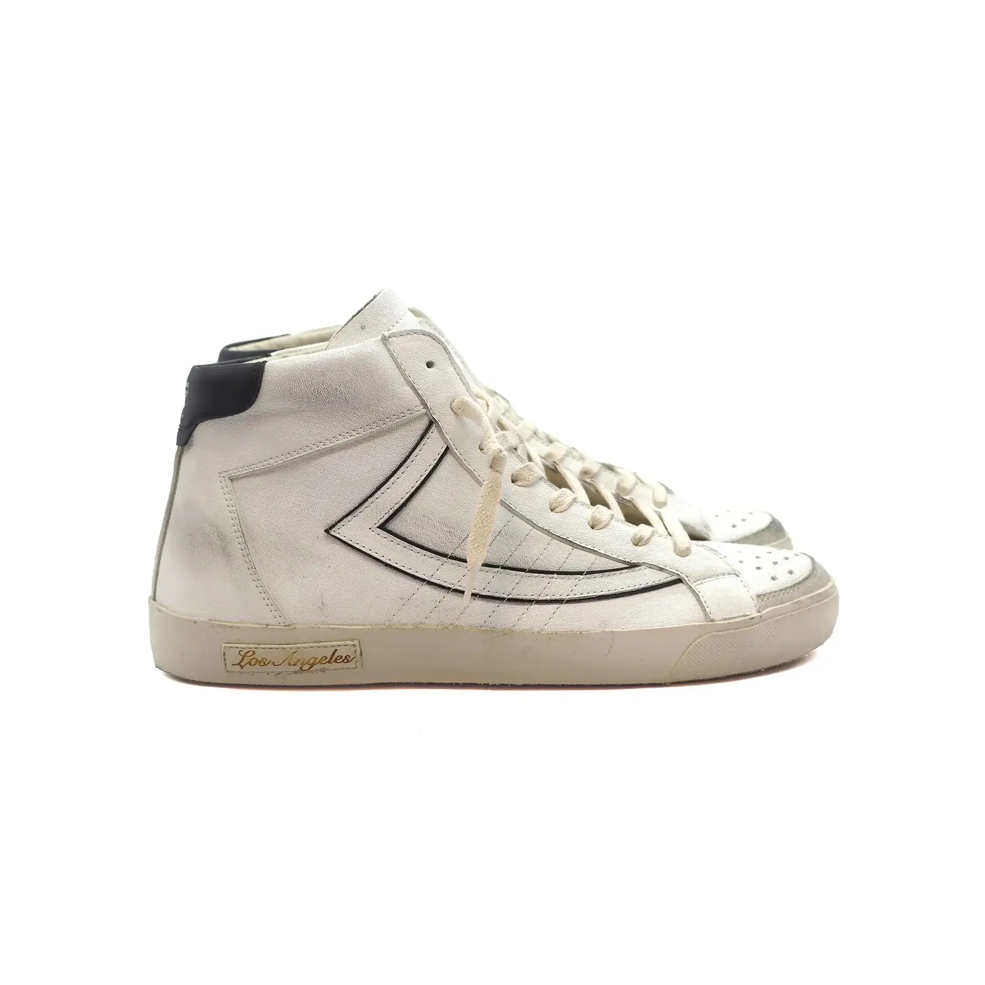 htc los angeles HTC VIPERS HIGH MAN WHITE HTC VIPERS HIGH MAN WHITE HTC VIPERS high-top sneakers in black with a distressed finish. Standard fit providing a comfortable and flexible wrap. Front lace-up closure for a secure fit. Small logo on the tongue an