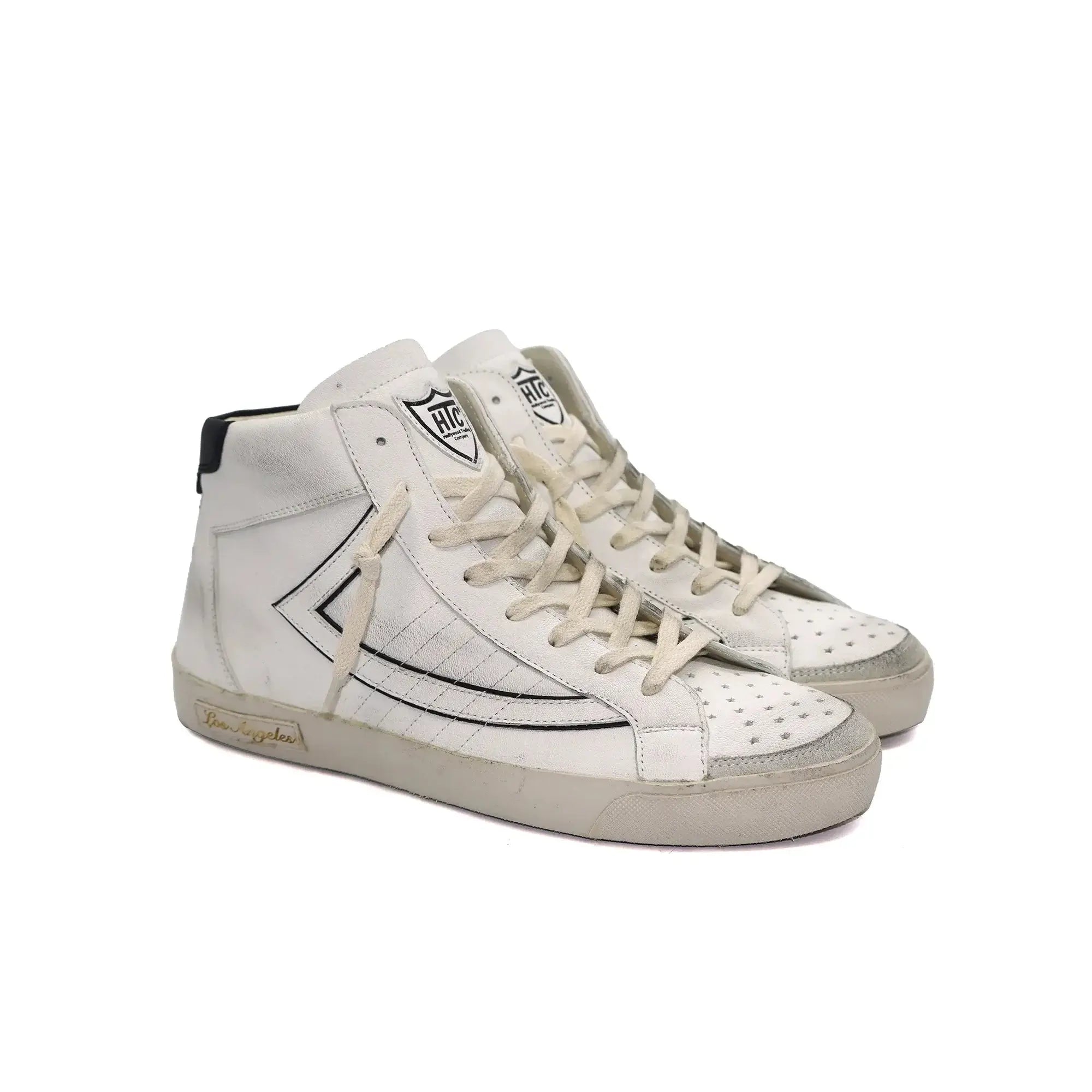 htc los angeles HTC VIPERS HIGH MAN WHITE HTC VIPERS HIGH MAN WHITE HTC VIPERS high-top sneakers in black with a distressed finish. Standard fit providing a comfortable and flexible wrap. Front lace-up closure for a secure fit. Small logo on the tongue an