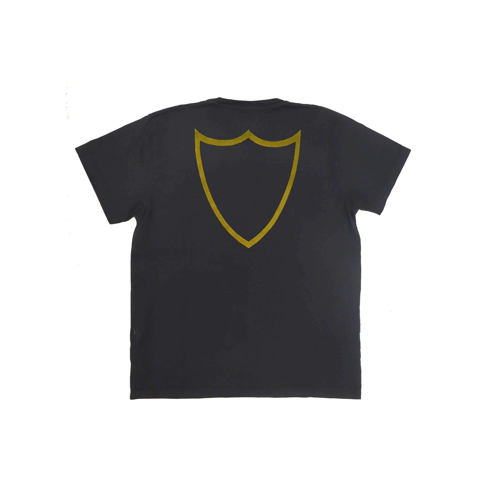 htc los angeles ENTRE AMIS T-SHIRT Black regular fit t-shirt featuring a front and back yellow flocked print. Made from 100% cotton and crafted in Italy. Hollywood Trading Company