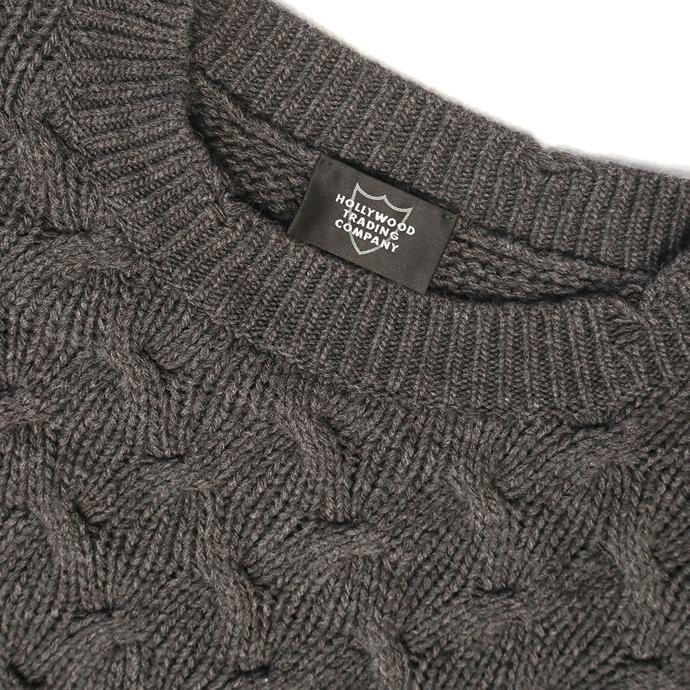 BRAIDED SWEATER WOMAN DARK GREY-3
