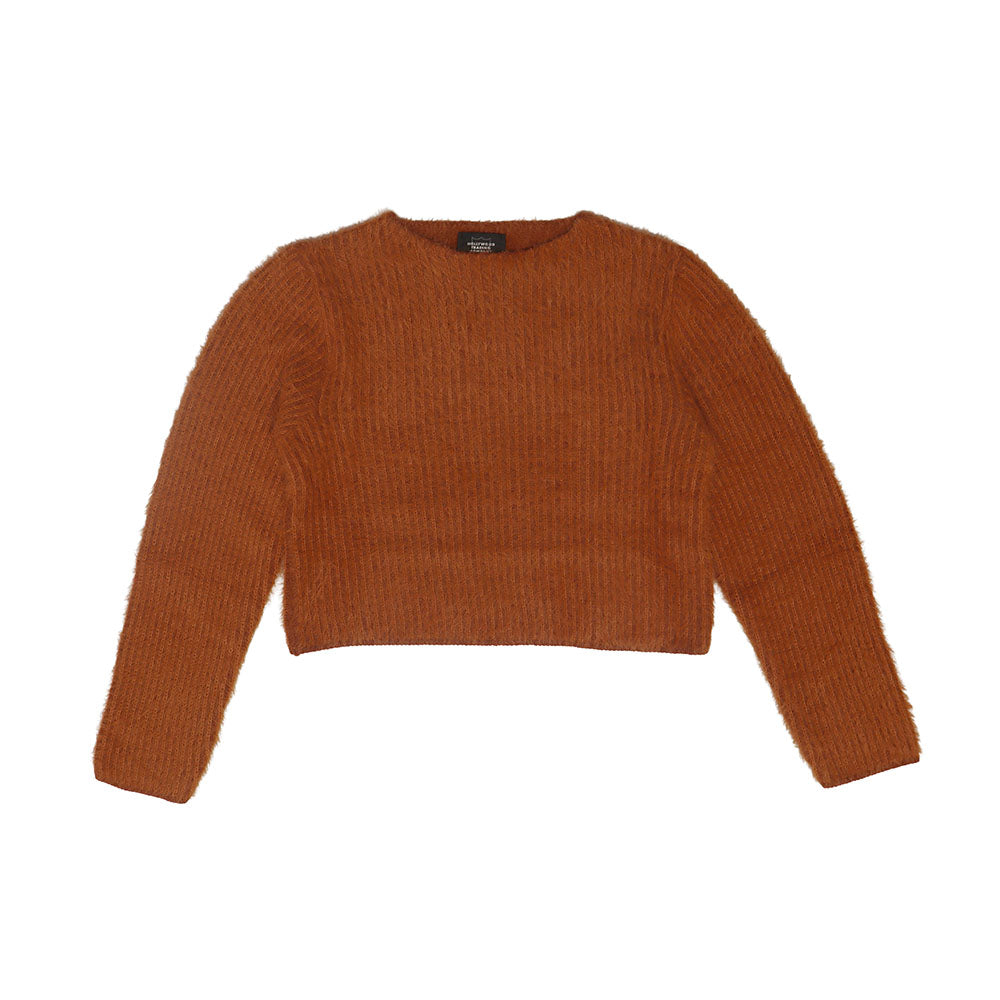 RIBBED SWEATER WOMAN RUST