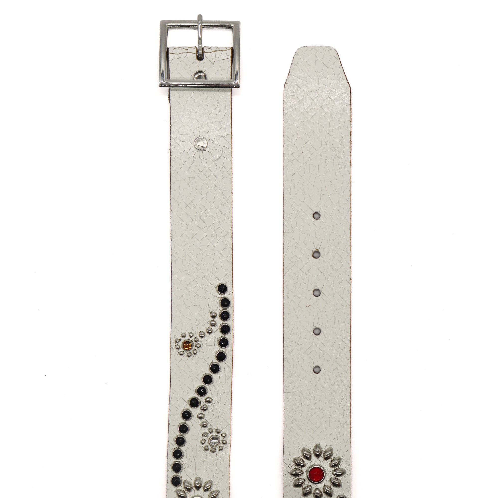 FLOWER CRACKLE BELT WHITE-2