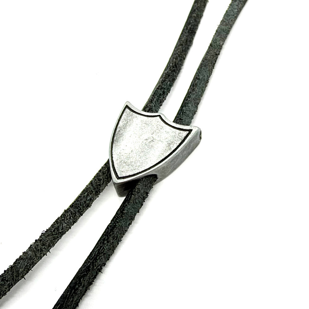 BLACK LEATHER SHIELD NECKLACE-3