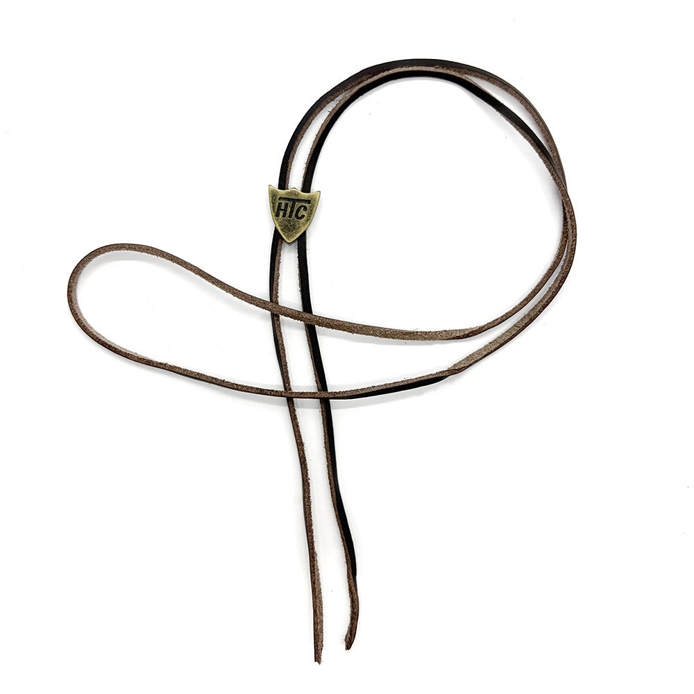 DARK BROWN LEATHER SHIELD NECKLACE-1