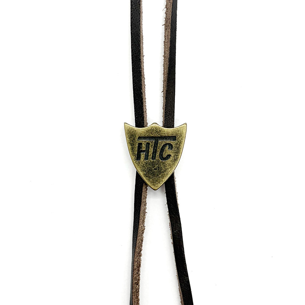 DARK BROWN LEATHER SHIELD NECKLACE-2