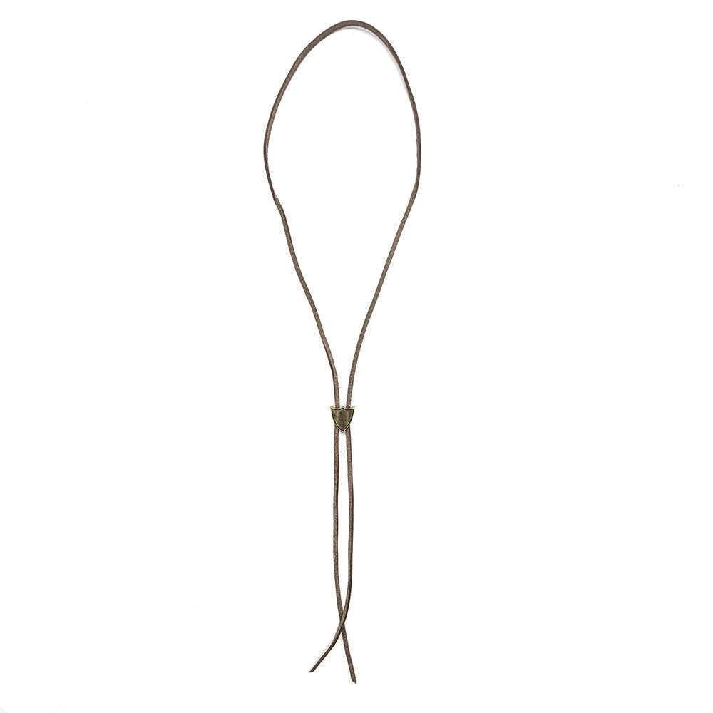 DARK BROWN LEATHER SHIELD NECKLACE-3