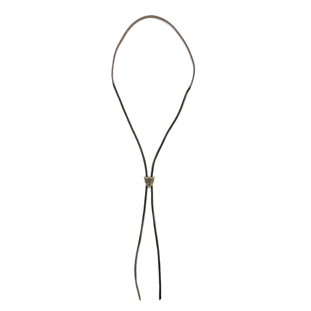DARK BROWN LEATHER SHIELD NECKLACE-4