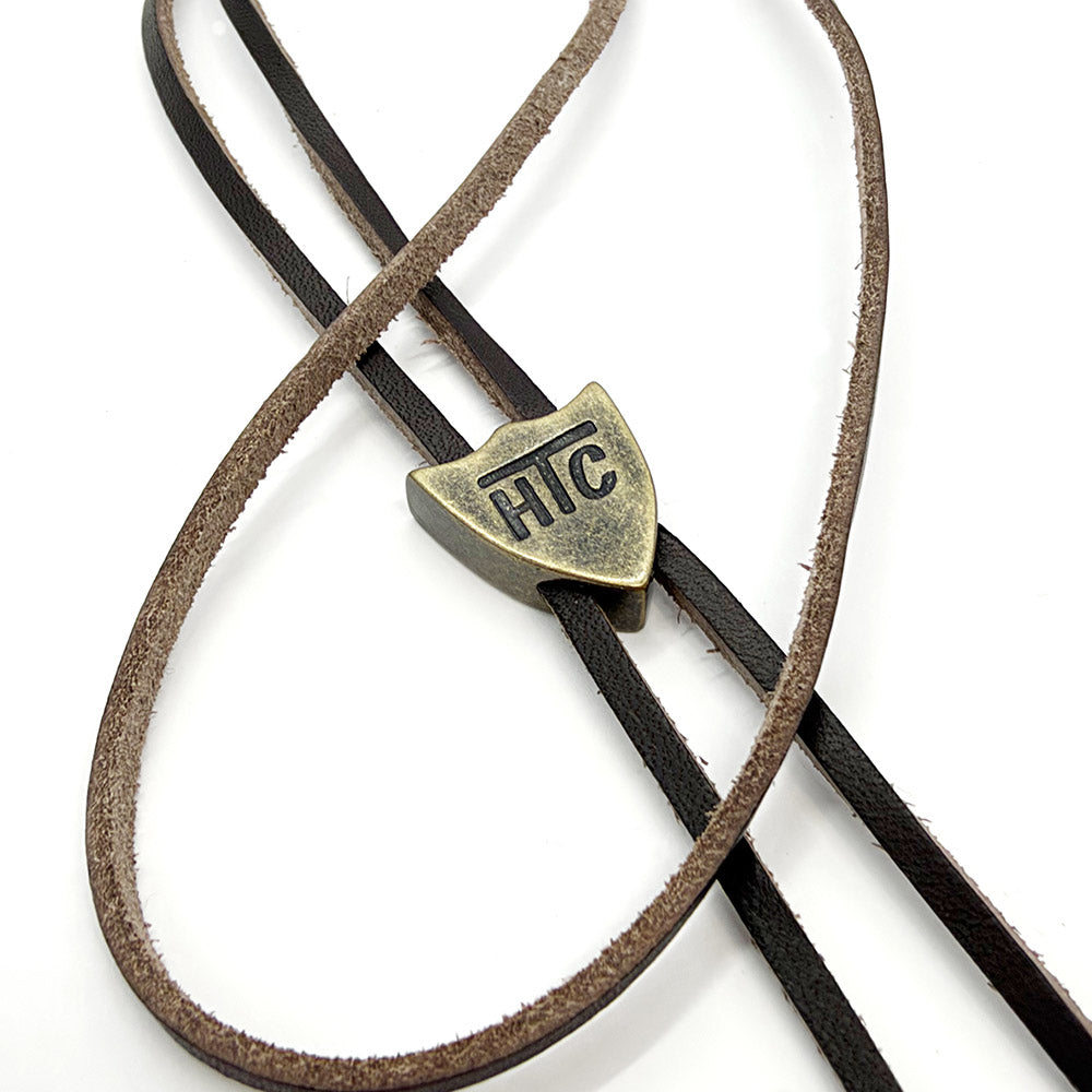 DARK BROWN LEATHER SHIELD NECKLACE-5