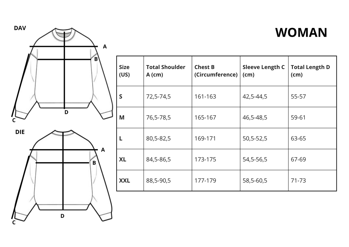 Size Guide HTC LIPS SWEATER WOMAN BLACK