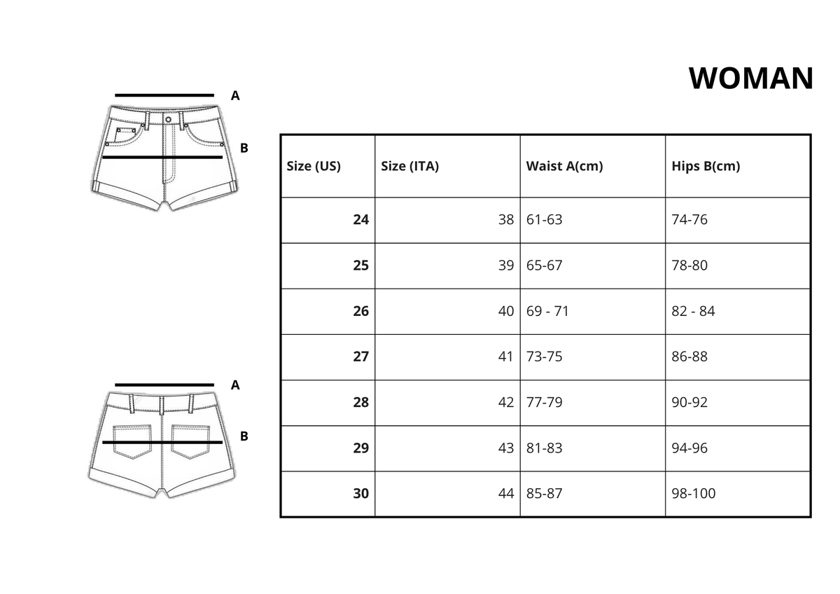 Size Guide HTC VINTAGE CUSTOM SHORTS