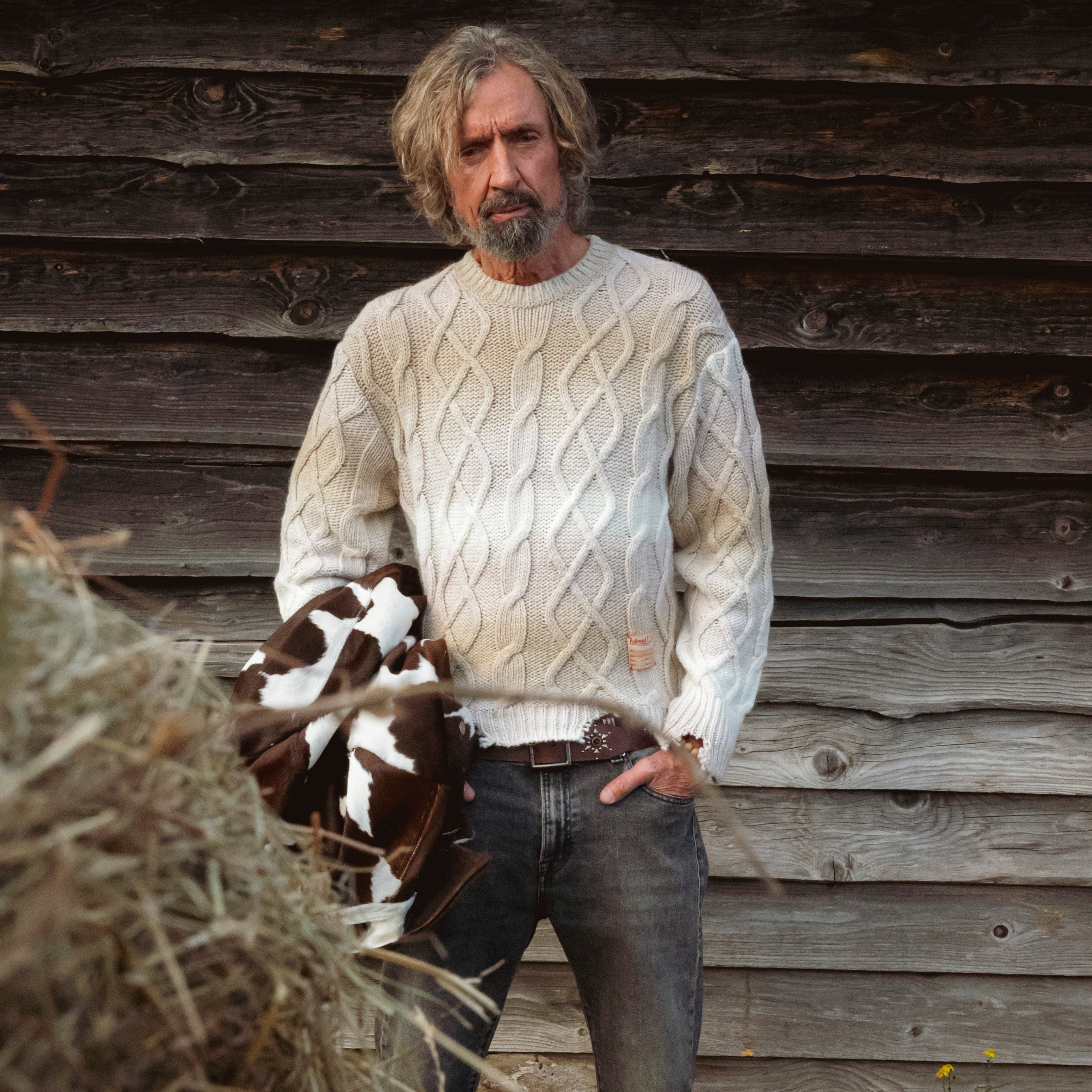 DESTROYED GRADIENT SWEATER MAN SMOKY BEIGE