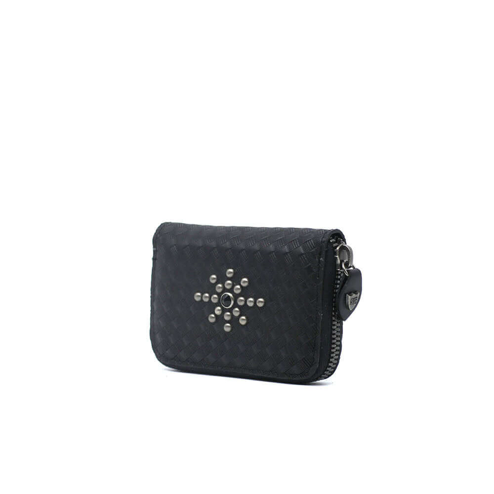 Hollywood Trading Company HTC STUDDED SMALL ZIP WALLET HTC STUDDED SMALL ZIP WALLET 100% COW LEATHER. MADE IN ITALY COLOR: BLACK WALLETS Hollywood Trading Company Hollywood Trading Company