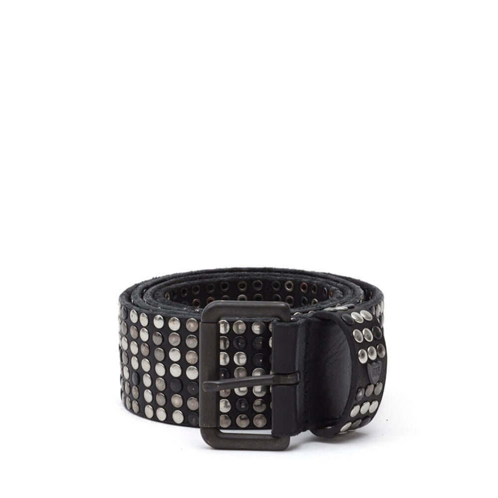 Hollywood Trading Company 10.000 STUDS COLOR BELT 10.000 STUDS COLOR BELT Leather belt with mixed studs, brass buckle, studded zamac belt loop with HTC logo rivet. Made in Italy. BELTS Hollywood Trading Company Hollywood Trading Company