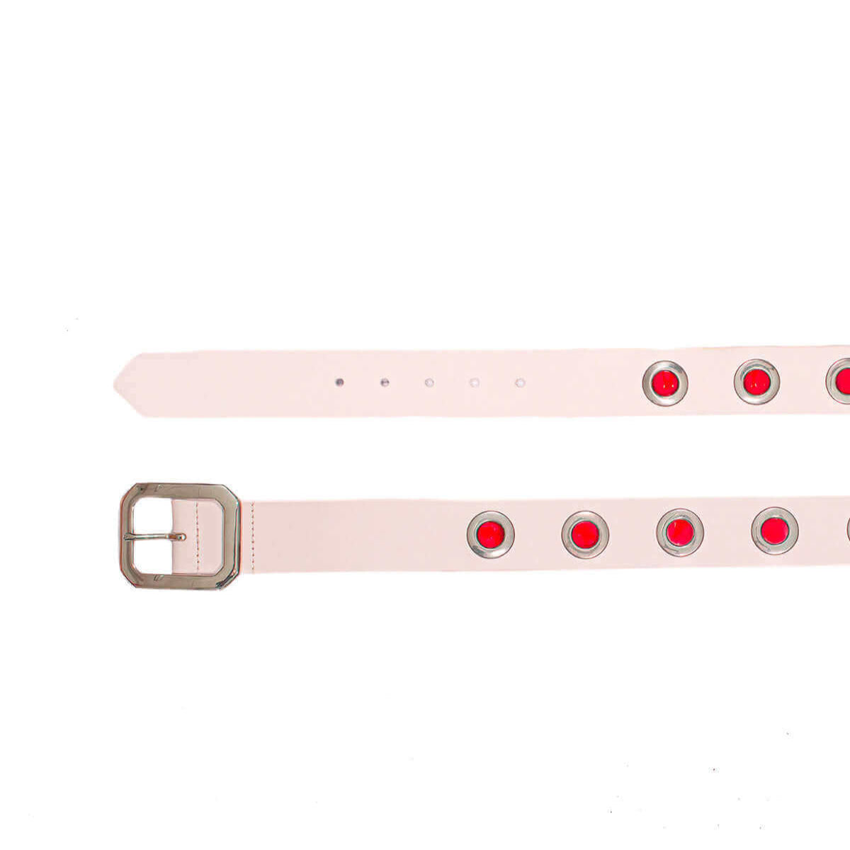 Hollywood Trading Company EYELET FASTEN BELT EYELET FASTEN BELT White leather belt with eyelets & elastic band. Tension buckle closure. Height: 3,5 cm. Composition: 50% Leather 50% Polyester. Made in Italy BELTS Hollywood Trading Company Hollywood Trading