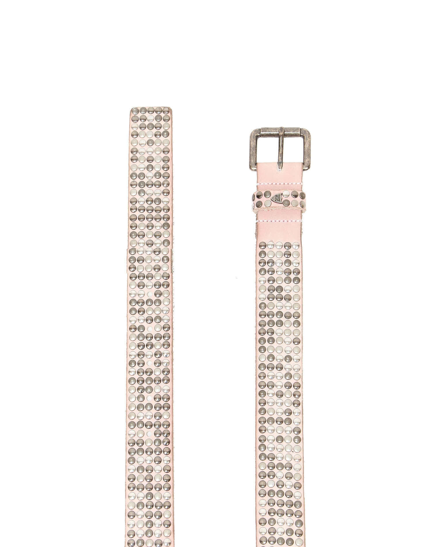 5.000 STUDS COLOR BELT Pink leather belt with mixed studs, brass buckle, studded zamac belt loop with HTC logo rivet. Height: 3.5 cm. Made in Italy. HTC LOS ANGELES