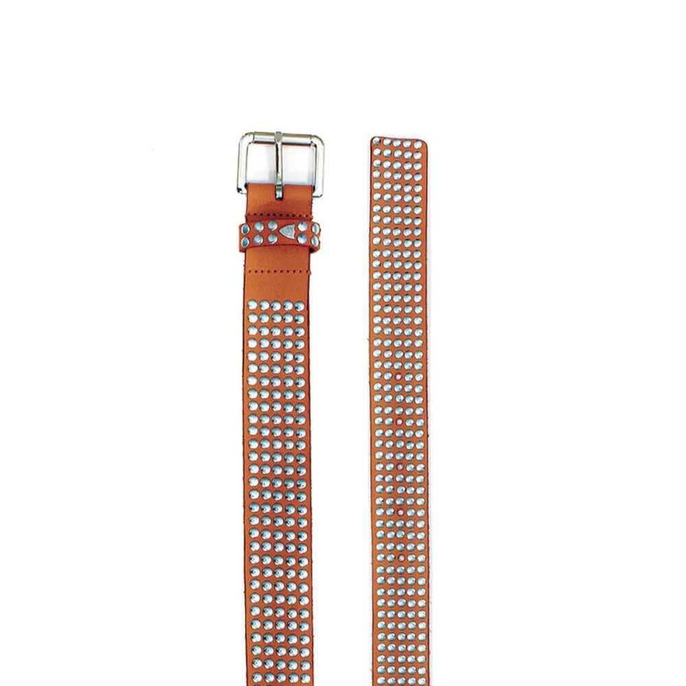 Hollywood Trading Company 5.000 STUDS COLOR BELT 5.000 STUDS COLOR BELT Leather belt with mixed studs, brass buckle, studded zamac belt loop with HTC logo rivet. Height: 3.5 cm. Made in Italy. BELTS Hollywood Trading Company Hollywood Trading Company