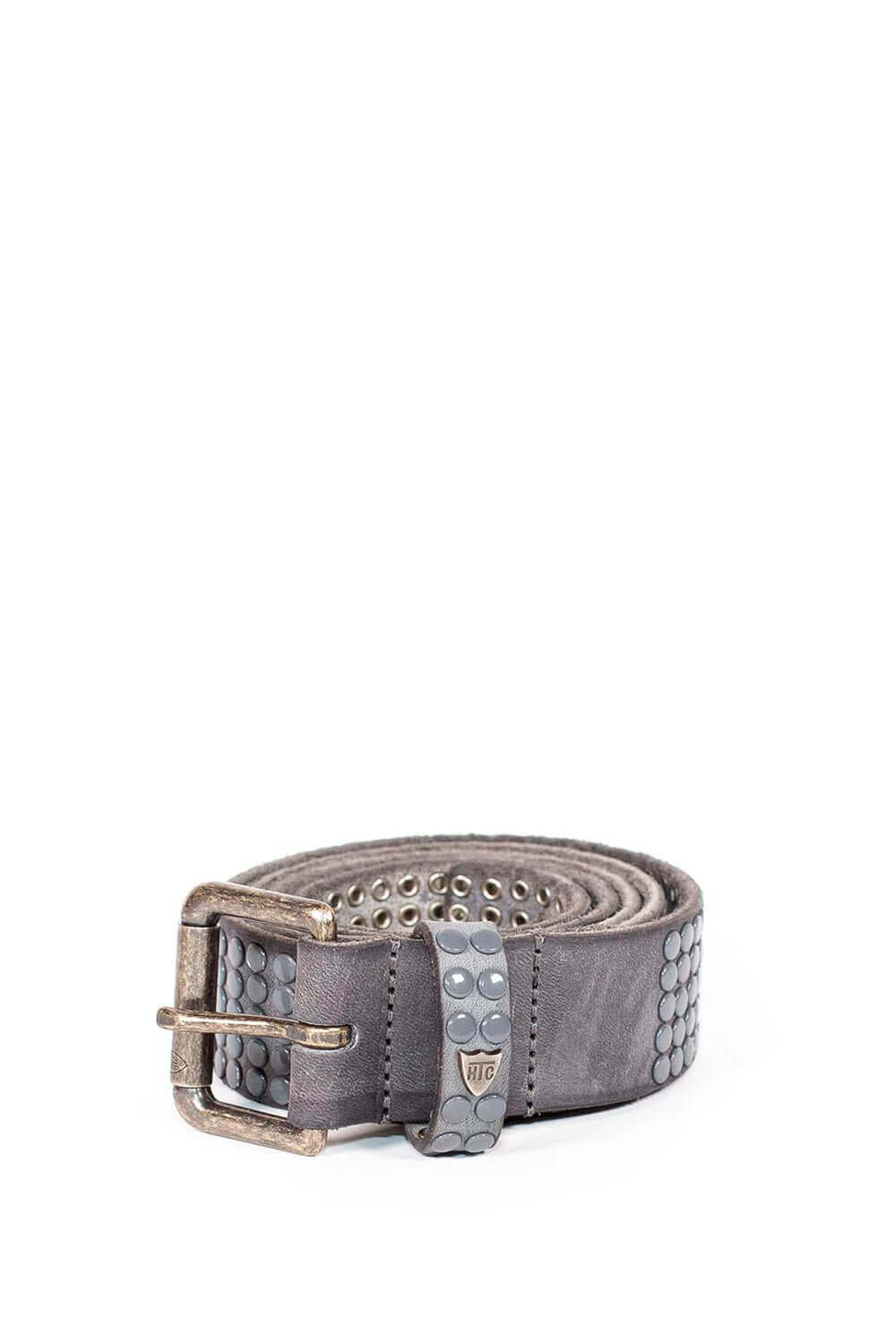 5.000 STUDS COLOR BLOCK BELT Leather belt with varnish studs, brass buckle, studded zamac belt loop with HTC logo rivet. Height: 3,5 cm. Made in Italy. HTC LOS ANGELES