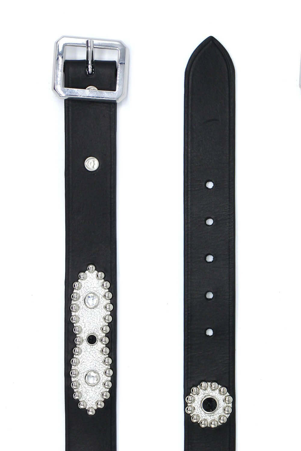 AMERICAN CRACKLE BELT Black leather belt with studs and rhinestones.Height: 3 cm. Made in Italy. HTC LOS ANGELES
