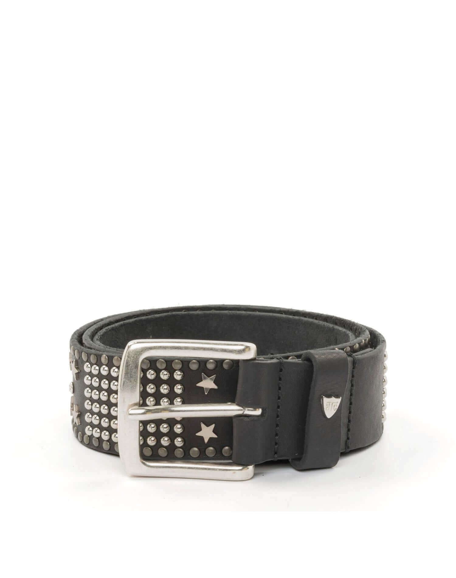 AMERICAN FLAG BELT Leather studded black belt. Brass buckle. 4 cm height. Made in Italy HTC LOS ANGELES