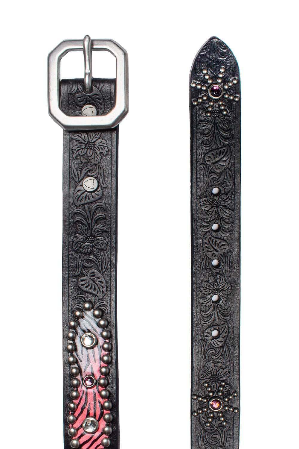 AMERICAN PAINTED BELT Black leather belt with studs and rhinestones.Height: 3 cm. Made in Italy. HTC LOS ANGELES