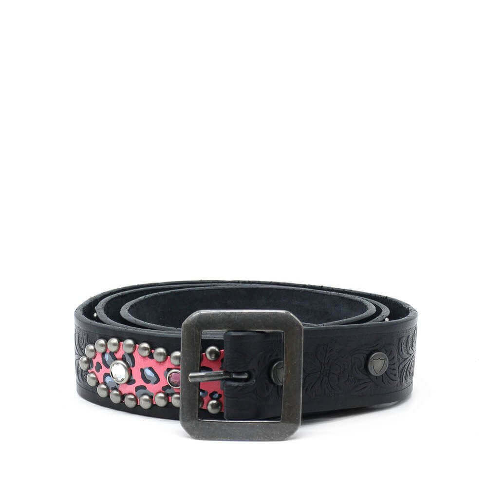 Hollywood Trading Company AMERICAN PAINTED BELT AMERICAN PAINTED BELT Black leather belt with studs and rhinestones.Height: 3 cm. Made in Italy. BELTS Hollywood Trading Company Hollywood Trading Company
