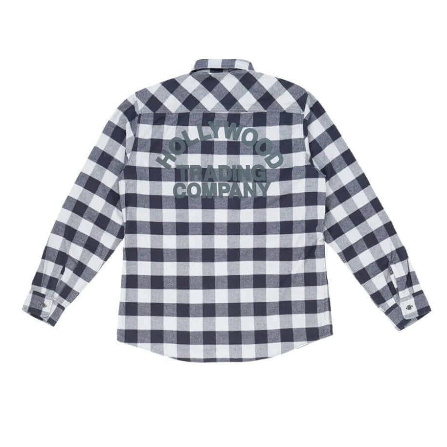 htclosangeles ARCH CHECK SHIRT ARCH CHECK SHIRT Check cotton flannel shirt. Regular fit. Logo print on the back. Front button closure. Two brest pockets. 100% cotton. Made in Italy. Hollywood Trading Company Hollywood Trading Company