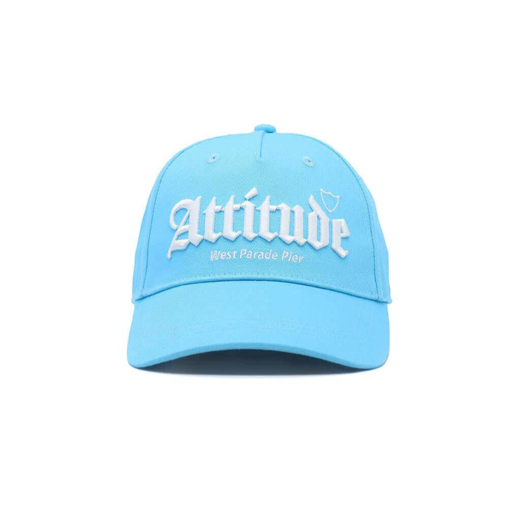 HTC LOS ANGELES ATTITUDE CAP LIGHT BLUE ATTITUDE CAP LIGHT BLUE Blue baseball cap , round crown with eyelets , Attitude logo embroidered on the front, adjustable strap on the back. One size fits all. 100% cotton. HATS Hollywood Trading Company Hollywood T