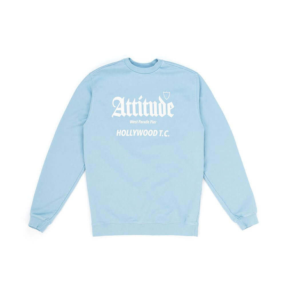 Hollywood Trading Company ATTITUDE CREWNECK AZURE ATTITUDE CREWNECK AZURE Regular fit sweater with printed logo on the front. Composition: 100% Cotton SWEATERS Hollywood Trading Company Hollywood Trading Company