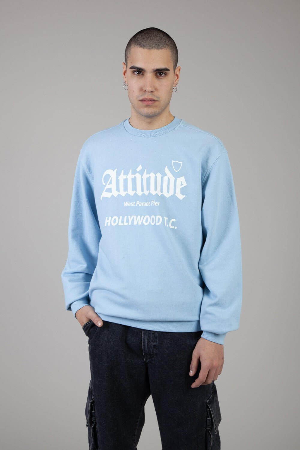 ATTITUDE CREWNECK Regular fit sweater with printed logo on the front. Composition: 100% Cotton HTC LOS ANGELES