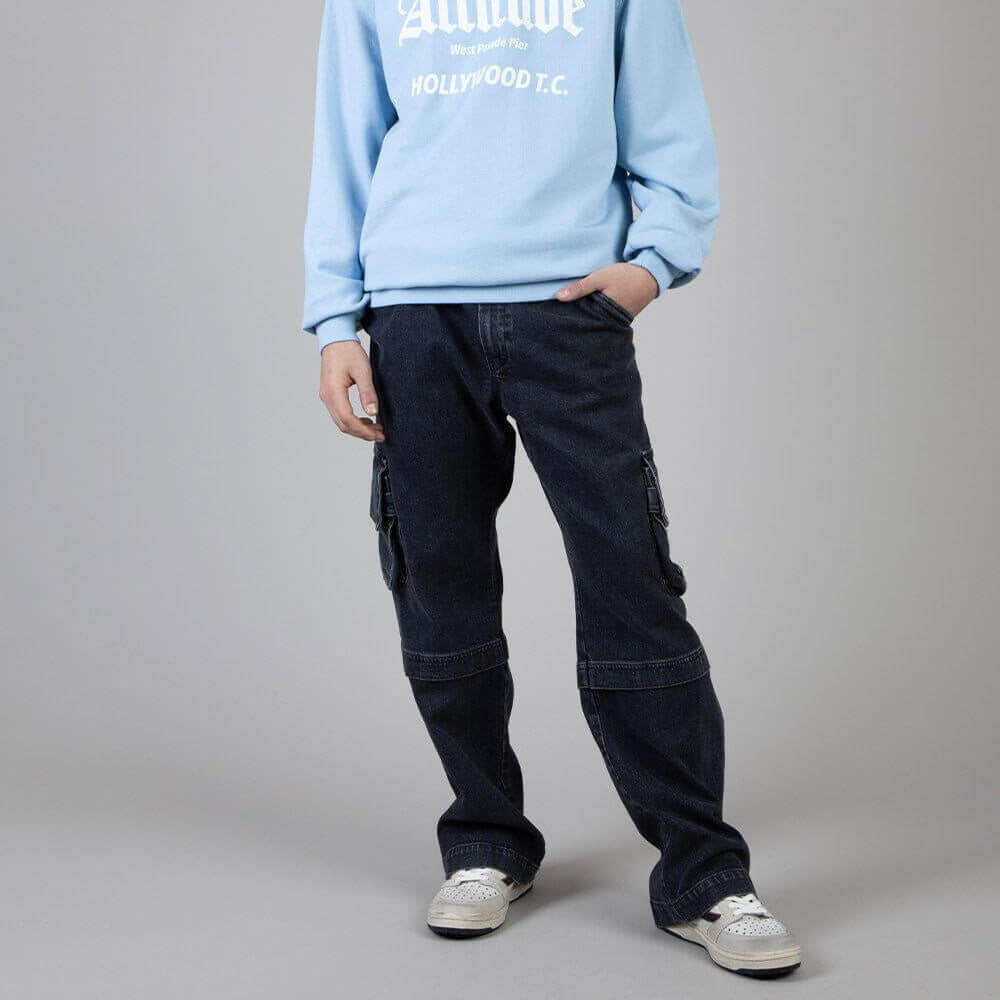 Hollywood Trading Company CARGO CARGO Black cargo jeans with front button and zip closure. Frontal and lateral pockets. Back leather logo patch.. Composition: 100% Cotton Hollywood Trading Company Hollywood Trading Company