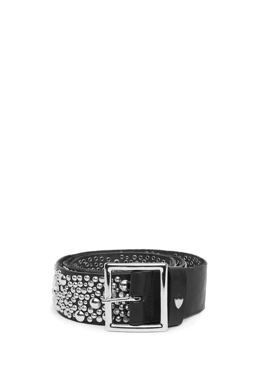 CHAOS BELT Leather belt with mixed studs, brass buckle, studded belt loop with HTC logo stud. Height: 4 cm HTC LOS ANGELES