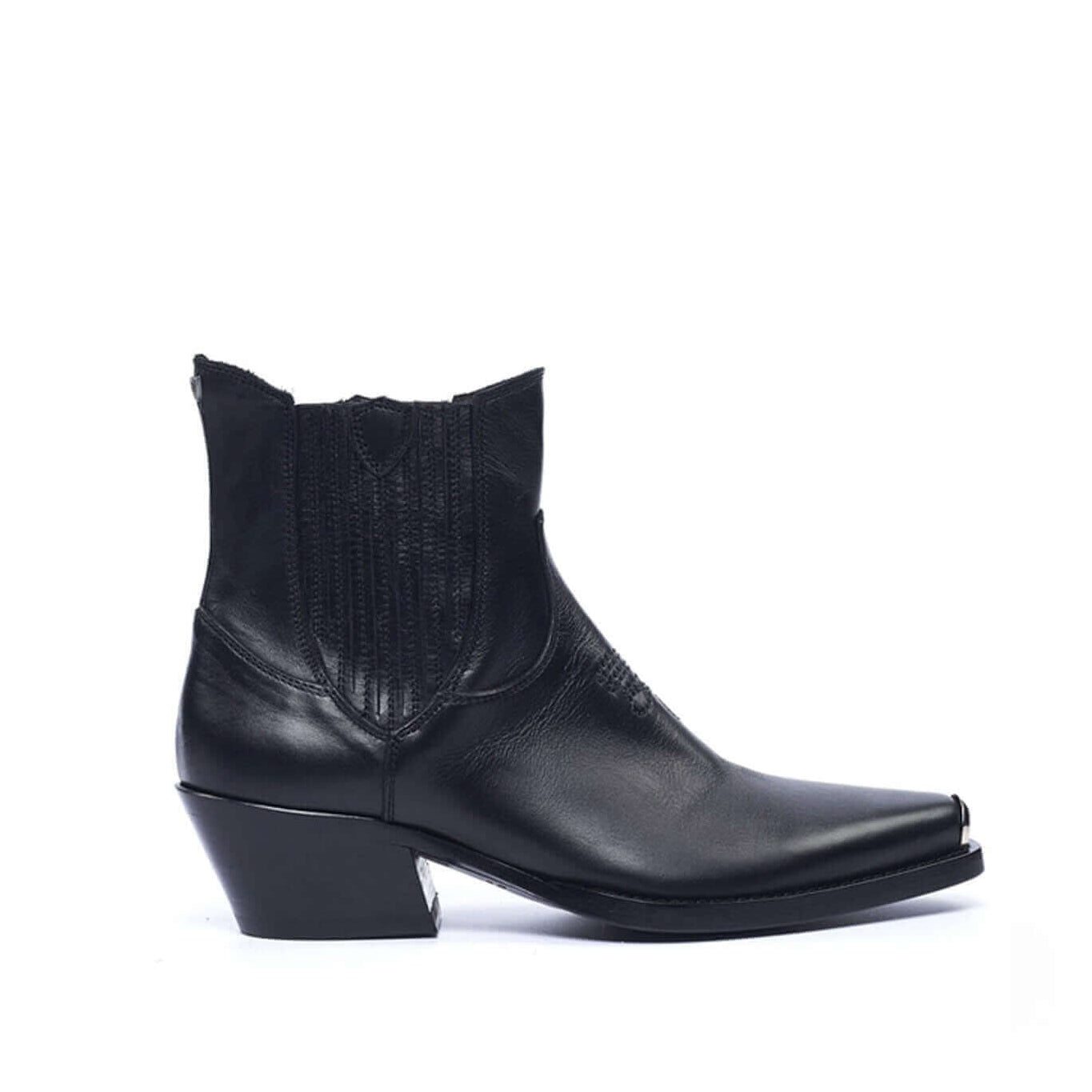 htclosangeles CHELSEA BOOT CHELSEA BOOT Black leather 'Texas' boots. Squared metal tip. Elastic closure on the sides. Heel height: 5 cm. Made in Italy. Hollywood Trading Company Hollywood Trading Company