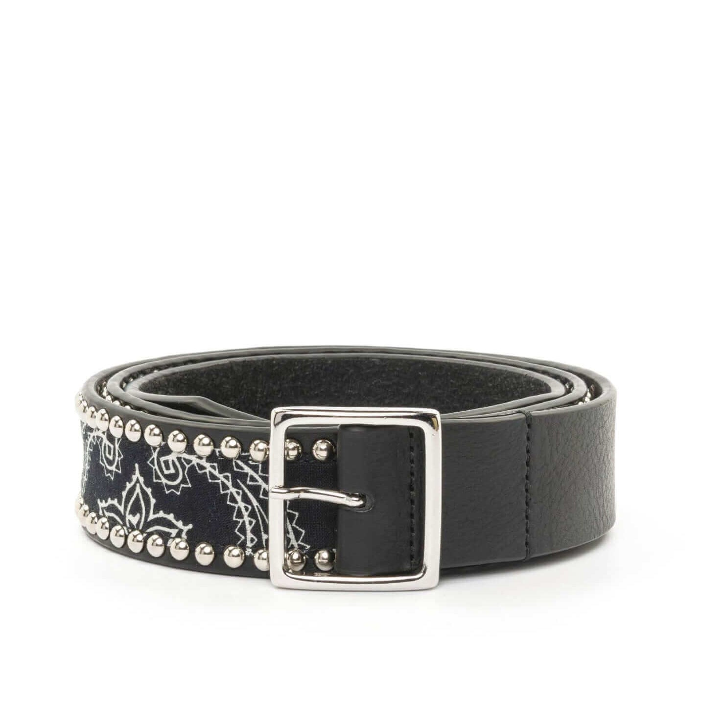 htclosangeles DARK PAISLEY BELT DARK PAISLEY BELT Leather studded belt with vintage paisley bandana application. Brass buckle. Made in Italy. 3,5 cm height. Hollywood Trading Company Hollywood Trading Company