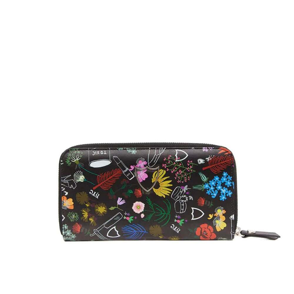 Hollywood Trading Company DIRTY FLOWERS ZIP WALLET DIRTY FLOWERS ZIP WALLET Black leather coin purse with 'dirty flowers' print, zip closure and inner CC holder. Lenght: 18 cm. Height: 10 cm. Cowskin. Made In Italy. Hollywood Trading Company Hollywood Tra