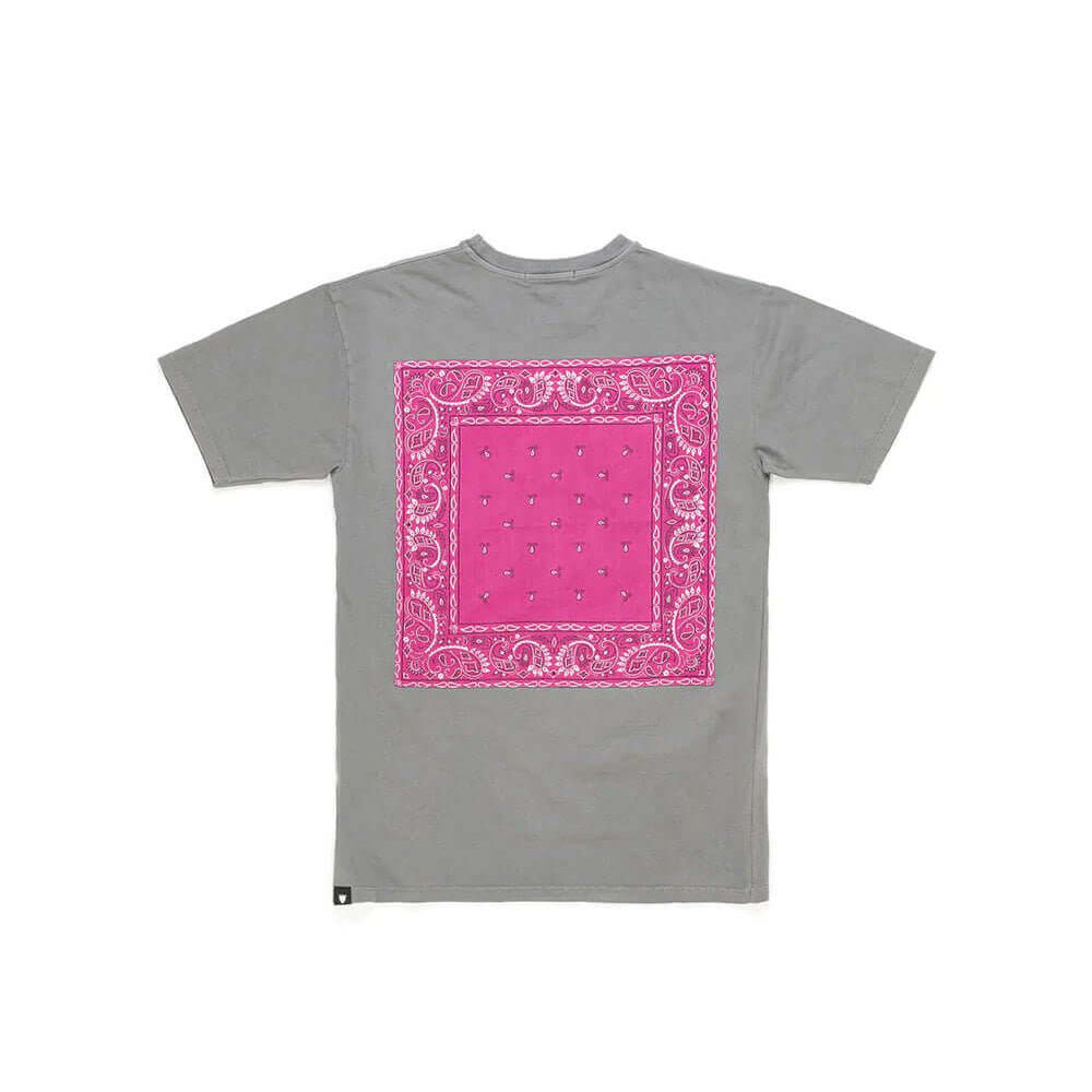 htclosangeles HTC BANDANA MIX T-SHIRT GREY/FUXIA HTC BANDANA MIX T-SHIRT GREY/FUXIA Regular fit t-shirt with printed mini-logo on the front. Vintage bandana set on the back. 100% cotton. Made in Italy. T-SHIRTS Hollywood Trading Company Hollywood Trading