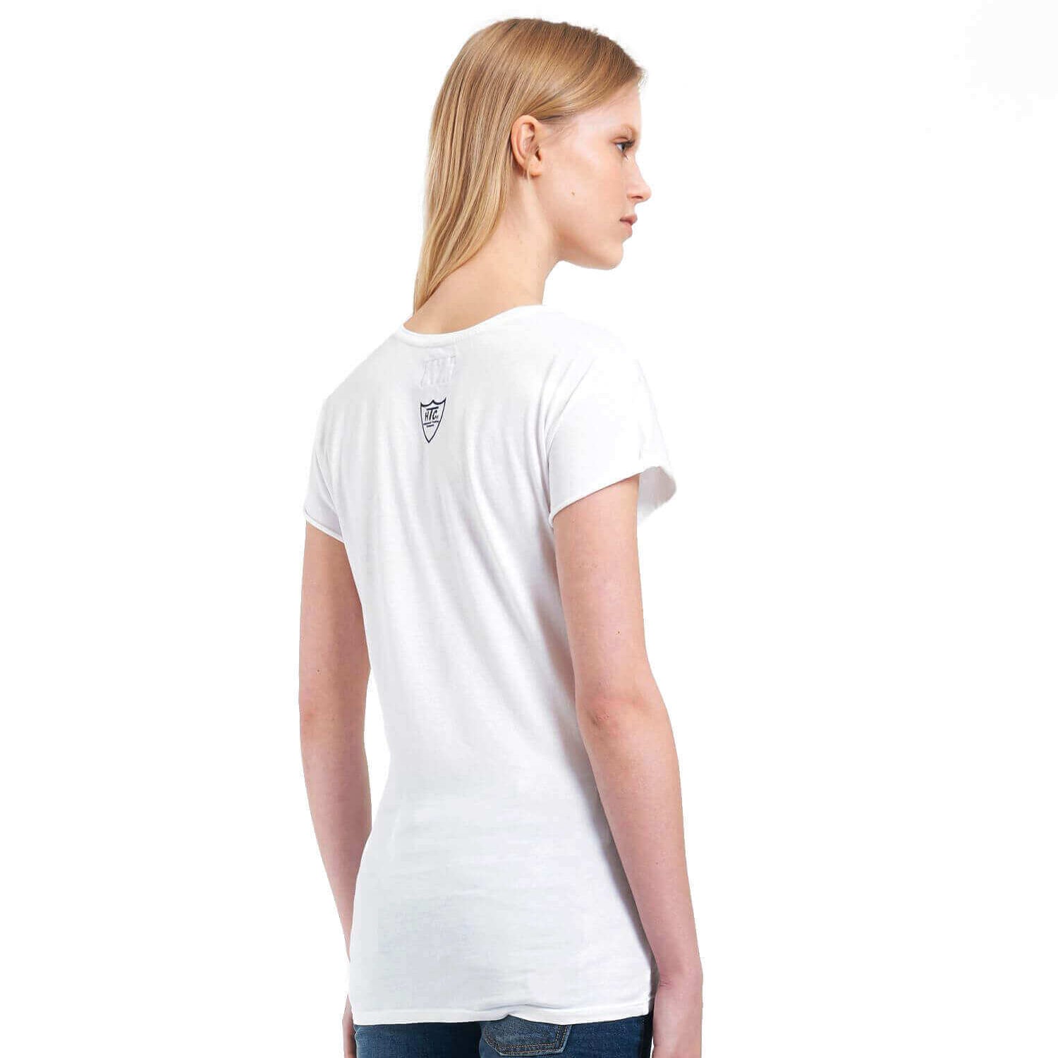 htclosangeles HTC BASIC T-SHIRT WOMAN HTC BASIC T-SHIRT WOMAN White cotton t-shirt with black HTC Los Angeles shield logo printed on the front. Hollywood Trading Company Hollywood Trading Company