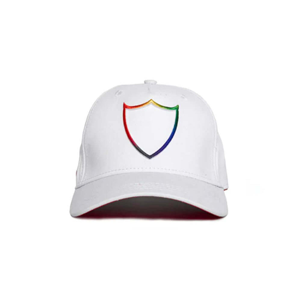 Hollywood Trading Company HTC RAINBOW WHITE BASEBALL CAP HTC RAINBOW WHITE BASEBALL CAP Baseball hat, HTC rainbow logo embroidered on the front. One Size. 100% Cotton. Hollywood Trading Company Hollywood Trading Company