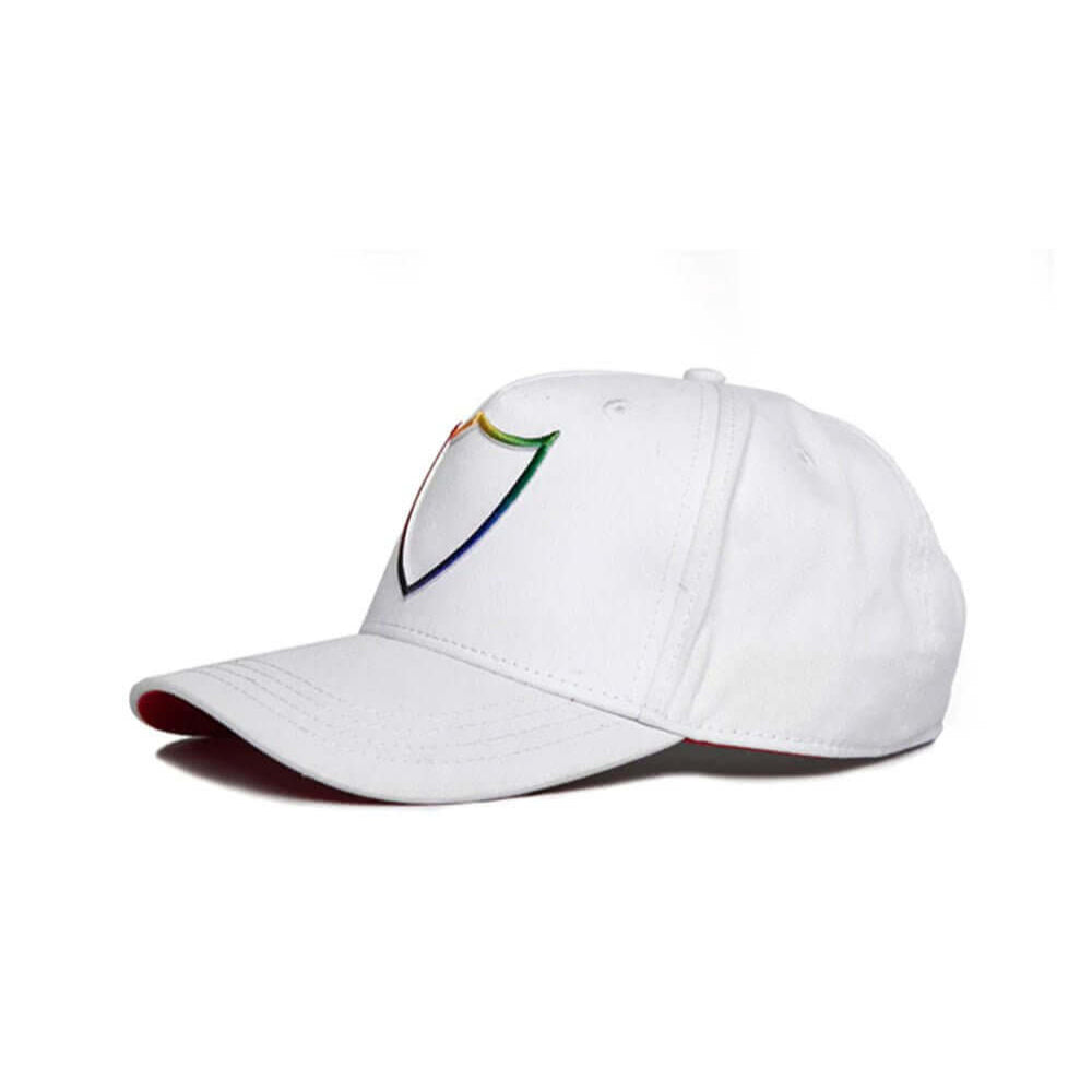 Hollywood Trading Company HTC RAINBOW WHITE BASEBALL CAP HTC RAINBOW WHITE BASEBALL CAP Baseball hat, HTC rainbow logo embroidered on the front. One Size. 100% Cotton. Hollywood Trading Company Hollywood Trading Company