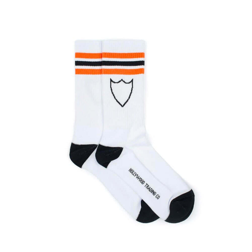 htclosangeles HTC STRIPES WOMAN SOCKS HTC STRIPES WOMAN SOCKS Signature woman socks with HTC shield logo. 85% Cotton 10% Polyamide 5% Elastane. Made in Italy Hollywood Trading Company Hollywood Trading Company